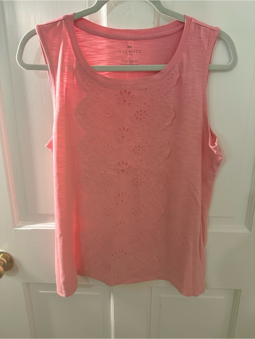 Talbots Coral Pink Eyelet Front Tank
